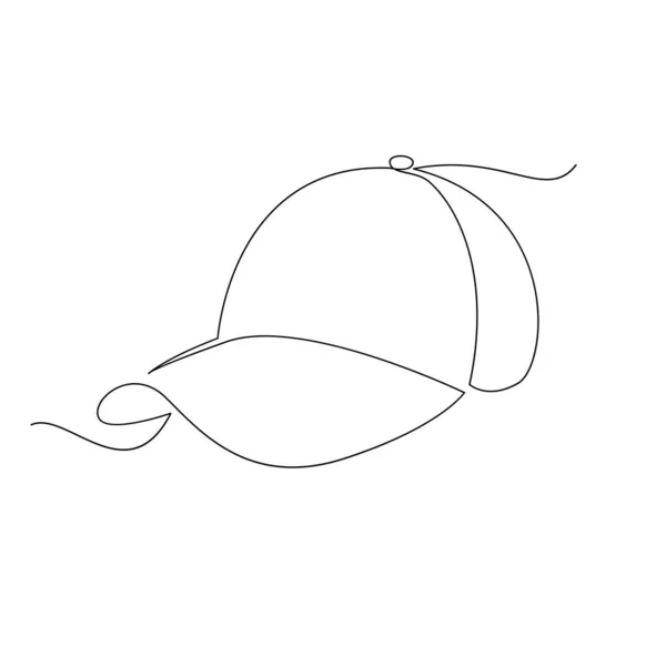 Hat Cap One Line Single Line Continuous Line Drawing Isolated — ストックベクタ