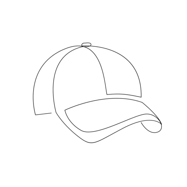 Hat Cap One Line Single Line Continuous Line Drawing Isolated — Vettoriale Stock