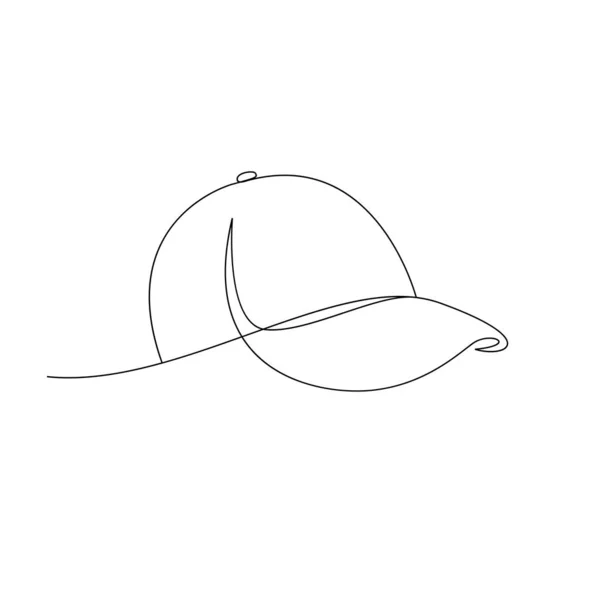 Cappello Tappo Una Linea Linea Singola Linea Continua Disegno Isolato — Vettoriale Stock