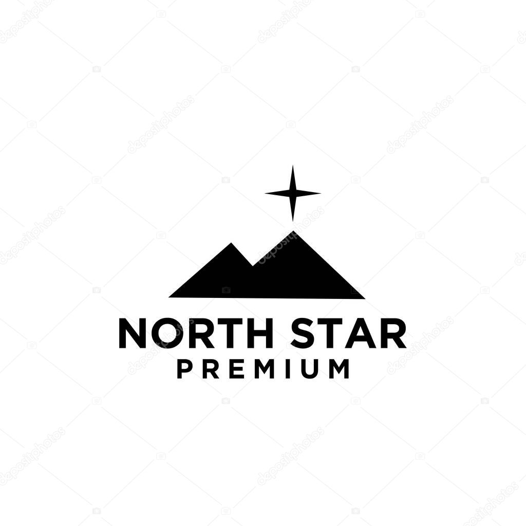 North star mountain logo icon vector template on white background