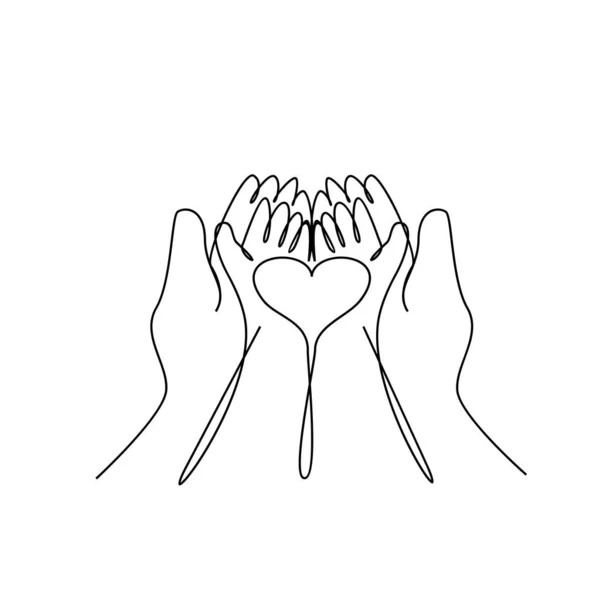 Baby Child Love Holding Adult Hands Continuous Line Drawing Vector — Wektor stockowy