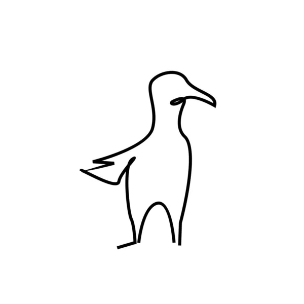 Uma Única Linha Desenho Gaivota Selvagem Para Identidade Logotipo Negócio —  Vetores de Stock