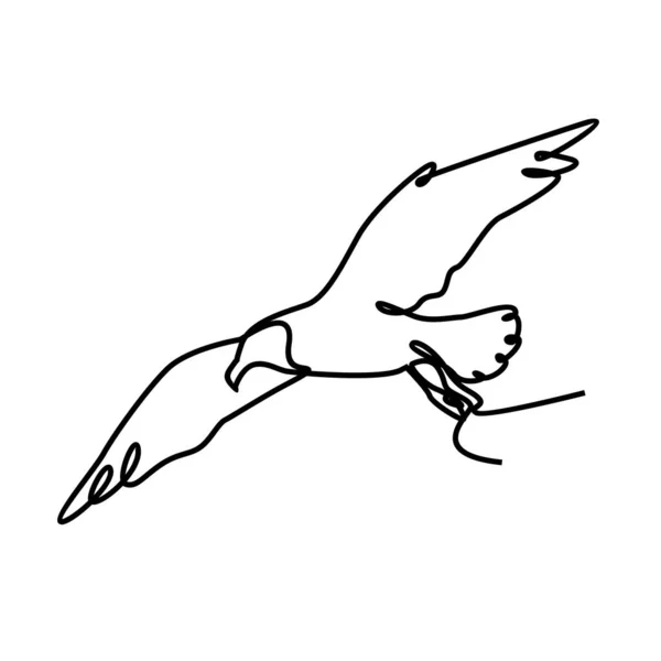 Una Sola Línea Dibujo Gaviota Silvestre Para Identidad Del Logotipo — Vector de stock