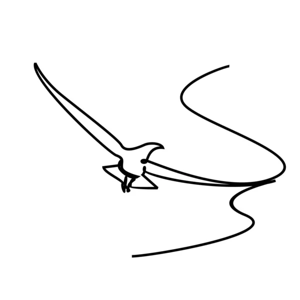 一只野生海鸥的单行绘图为公司的商业标识标识身份 可爱的鸟吉祥物的概念保护国家公园的象征 连续线条绘图设计图解矢量 — 图库矢量图片