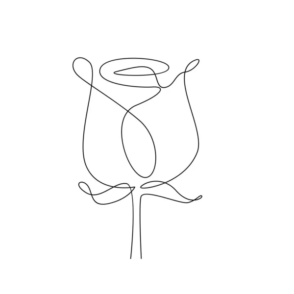 Eine Linie Rose Blume Minimalismus Zeichnung Vektor Illustration Blumenkunst Design — Stockvektor