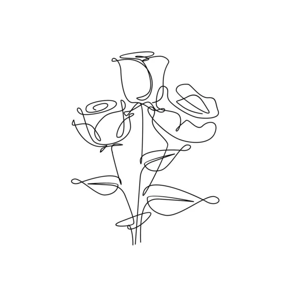 Uma Linha Rosa Flor Minimalismo Desenho Vetor Ilustração Floral Arte —  Vetores de Stock