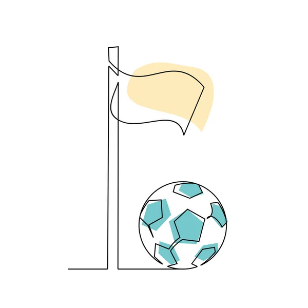 Continuous Line Colorful Football Ball Flag — ストックベクタ