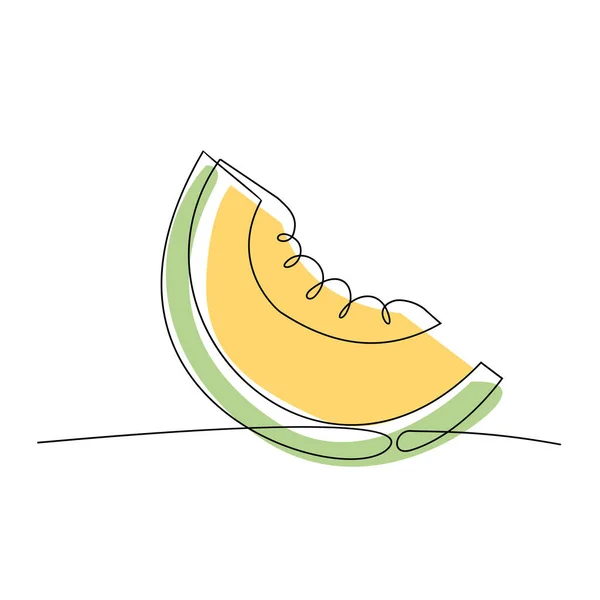One Single Line Drawing Sliced Healthy Organic Fresh Melon Colorful — Vettoriale Stock
