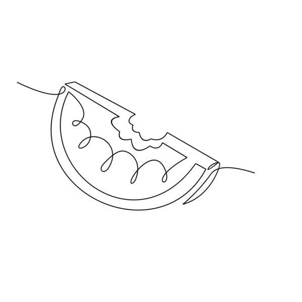 One Single Line Drawing Whole Sliced Healthy Organic Fresh Water — ストックベクタ