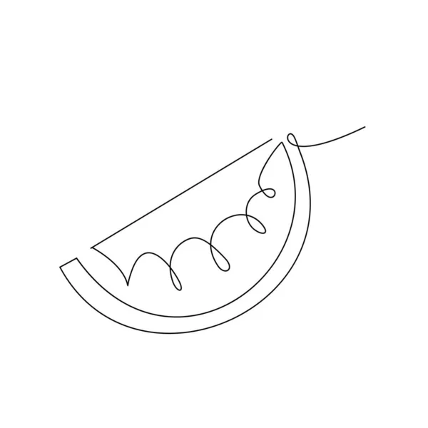 One Single Line Drawing Whole Sliced Healthy Organic Fresh Water — ストックベクタ