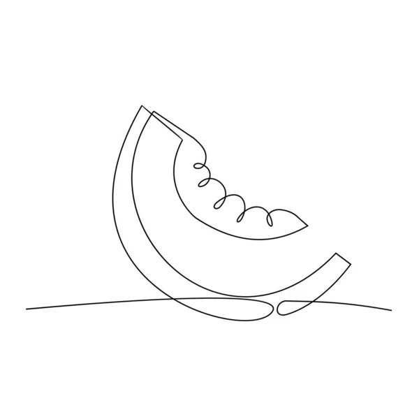 One Single Line Drawing Sliced Healthy Organic Fresh Melon Logo — Stock Vector