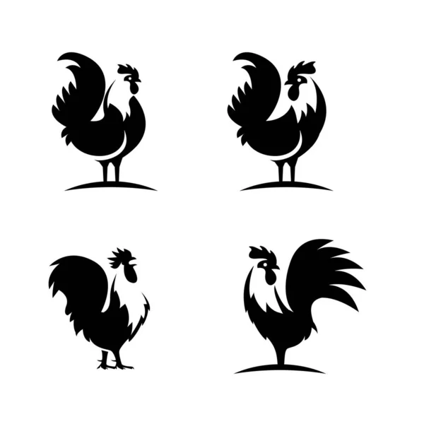 Set Premium Rooster Black Design — Stock Vector