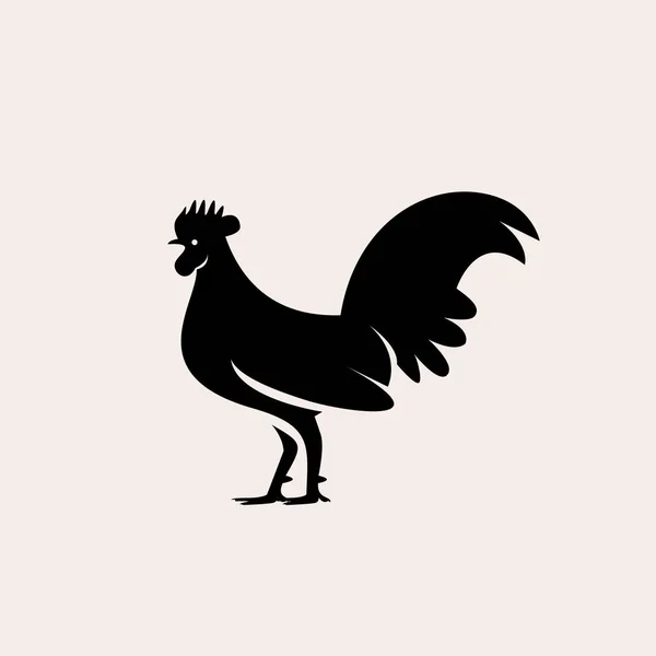 Ilustración Diseño Negro Rooster Premium — Archivo Imágenes Vectoriales