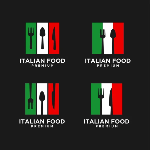 Comida Italiana Vector Diseño Ilustración Restaurante Insignia Diseño Icono Plantilla — Vector de stock