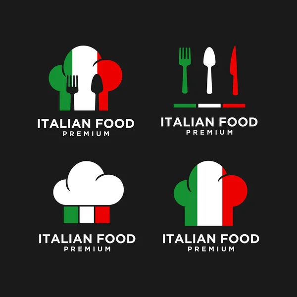 Comida Italiana Vector Diseño Ilustración Restaurante Insignia Diseño Icono Plantilla — Vector de stock