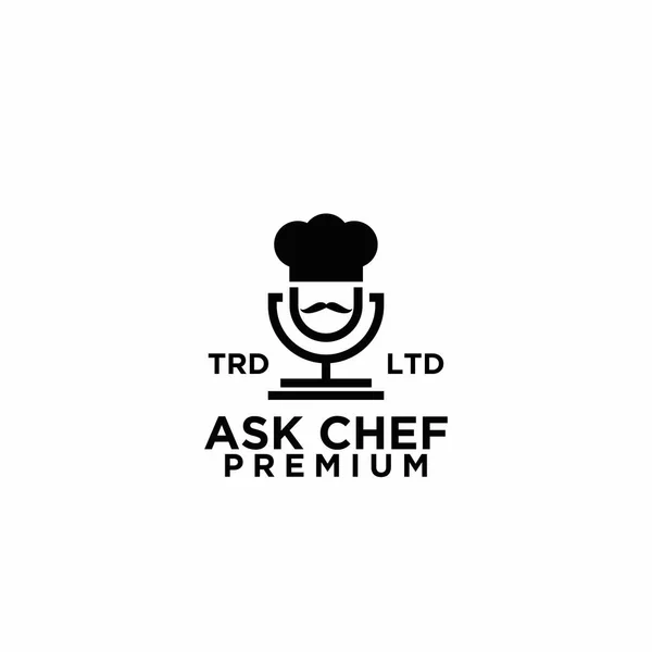 Podcast Comida Pedir Chef Logotipo Design — Vetor de Stock