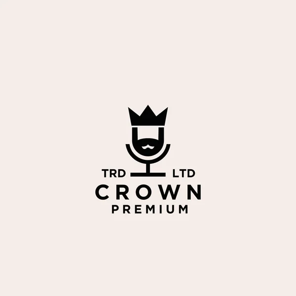 Rei Coroa Cavaleiro Podcast Logotipo Ícone Design — Vetor de Stock