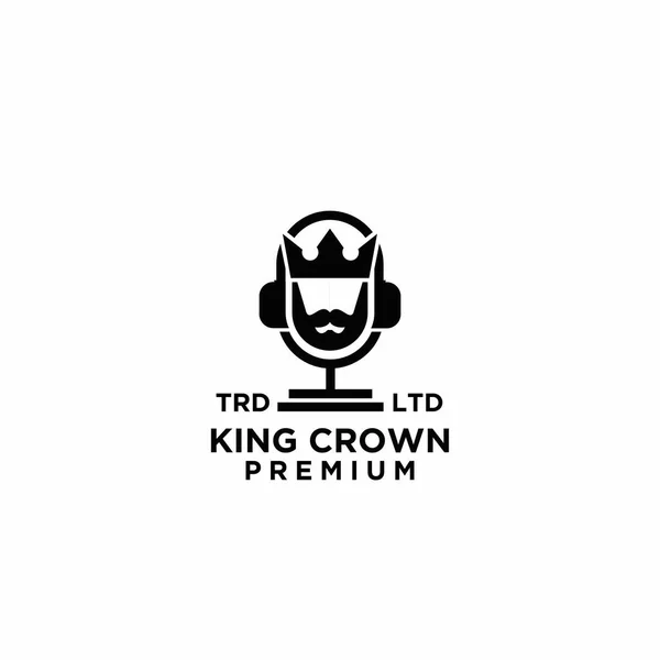 Király Korona Lovag Podcast Logó Ikon Design — Stock Vector
