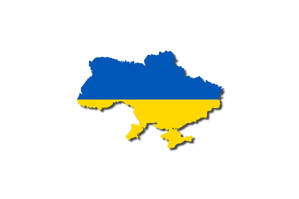 Карта України Жовто Синіх Кольорах Національного Прапора Ілюстрація Друку Або — стоковий вектор