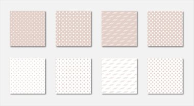 Tekstil ve duvar kâğıtları için minimalist geometrik dikişsiz vektör desenleri kümesi.