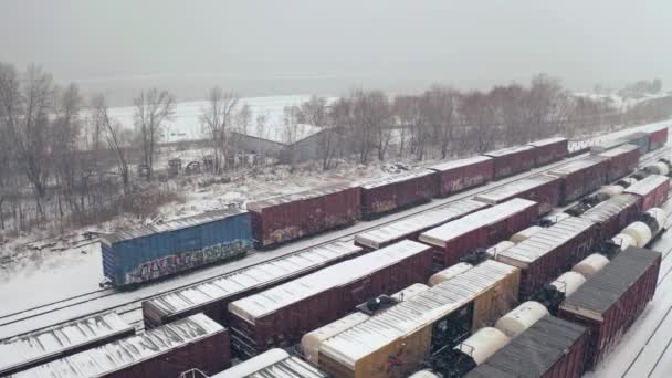 Railway Station Street Winter Background — Stockvideo