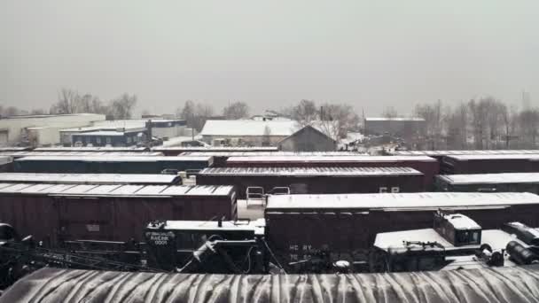 Railway Station Street Winter Background — Stockvideo