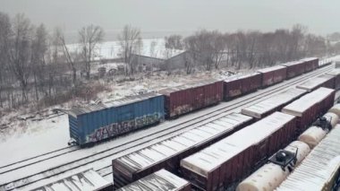 Kar yağışı sırasında avlu, Kuzey Körfezi, Ontario, Kanada