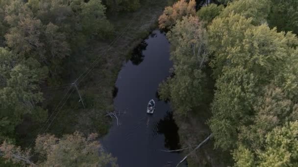 Motorboat River Forest North Bay Ontario Canada — Vídeo de stock