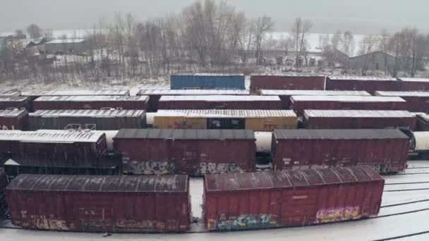 Shunting Yard Winter North Bay Ontario Canada — Stockvideo