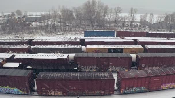 Shunting Yard Winter North Bay Ontario Canada — Vídeo de stock