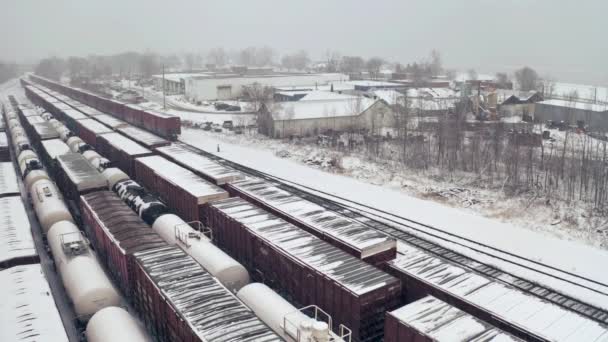 Shunting Yard Winter North Bay Ontario Canada — Stockvideo