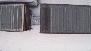 Shunting yard during snowfall, North Bay, Ontario, Canada