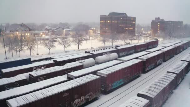 Shunting Yard Winter North Bay Ontario Canada — Vídeo de stock