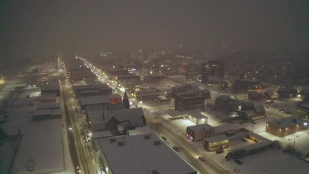 City Streets Winter Night North Bay Ontario Canada — Vídeo de stock