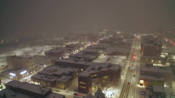 Ruas Cidade Inverno Noite North Bay Ontário Canadá — Vídeo de Stock