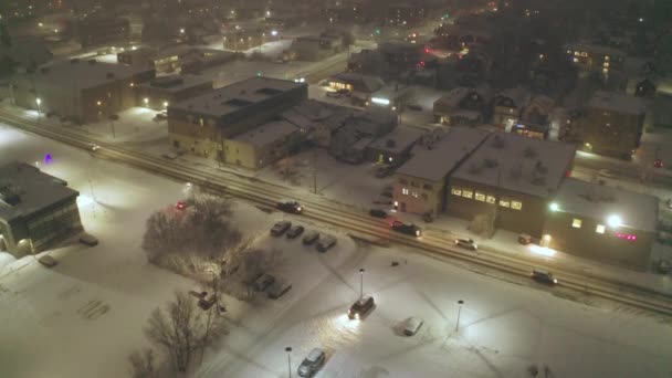 Stadtstraßen Winter Der Nacht North Bay Ontario Kanada — Stockvideo