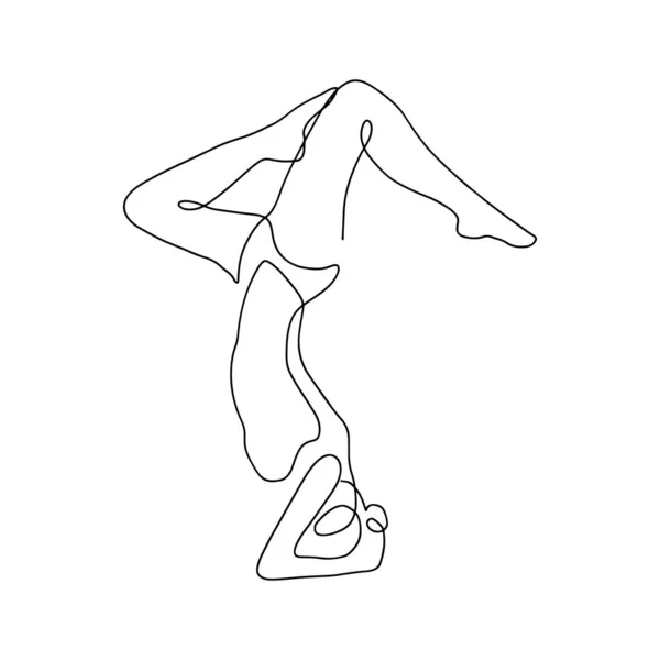 Continue Lijn Tekening Van Vrouwen Fitness Yoga Concept Vector Gezondheid — Stockvector