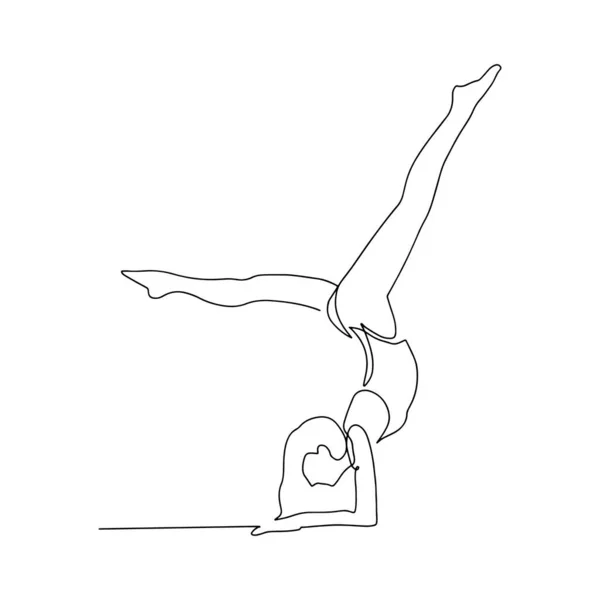 Continue Lijn Tekening Van Vrouwen Fitness Yoga Concept Vector Gezondheid — Stockvector