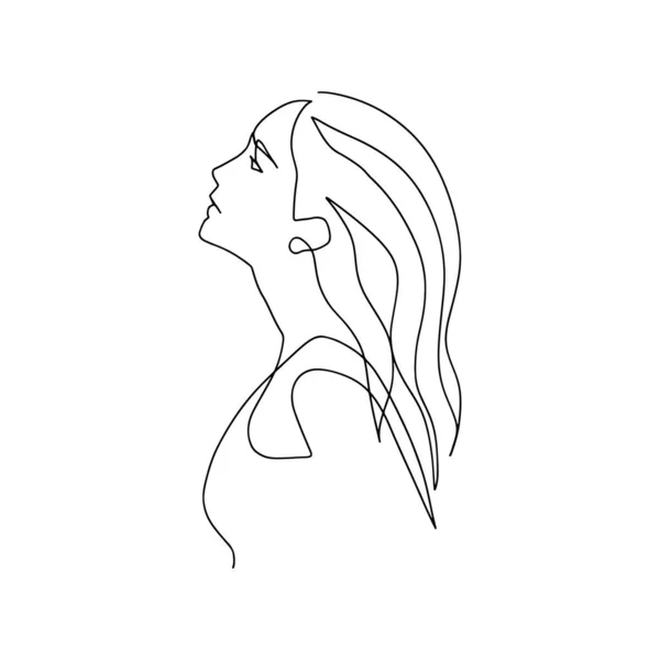 Surreal Faces Continuous Line Drawing Set Faces Hairstyle Fashion Concept — Stock Vector