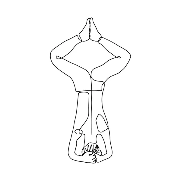 Dibujo Línea Continua Mujeres Fitness Yoga Concepto Vector Salud Ilustracióndía — Vector de stock