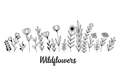 continuous lines flower flora logo wedding greeting card bride and groom invitation card vector illustration