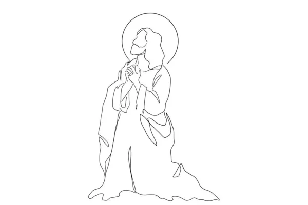 Continuous Line Drawing Jesus Christ Vector Illustration Testament Bible — 스톡 벡터