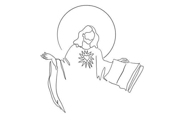 Continuous Line Drawing Jesus Christ Vector Illustration Testament Bible — Stockvektor