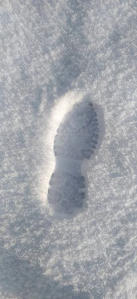 Photo Fußabdruck Schnee Einer Schneewehe — Stockfoto