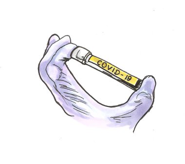 Şırınga mavi arka plandaki tıbbi bir şişeden sıvı çekiyor. Tek renkli fotoğraf, yakın plan..