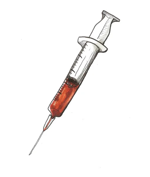 Sacando Sangre Jeringa Procedimiento Médico Inyección Macro —  Fotos de Stock
