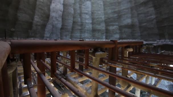 Torre Refrigeración Vacía Abandonada Central Térmica — Vídeos de Stock
