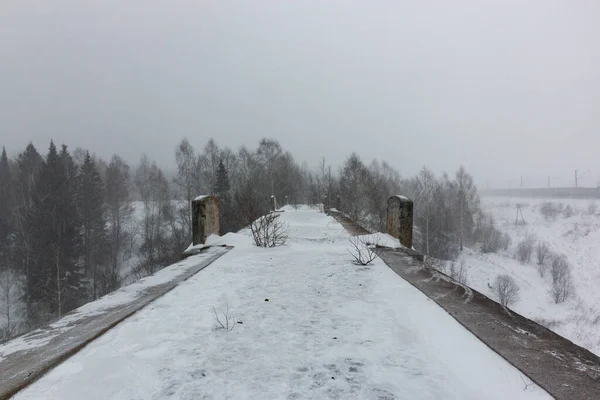 Parte Superior Del Viaducto Ferroviario Invierno —  Fotos de Stock