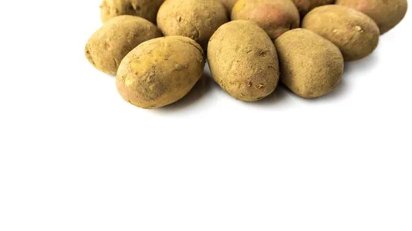 Несколько Свежих Картофелин Белом Фоне — стоковое фото