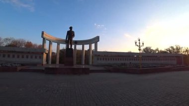 Druzhba park in the city of Elista at sunset